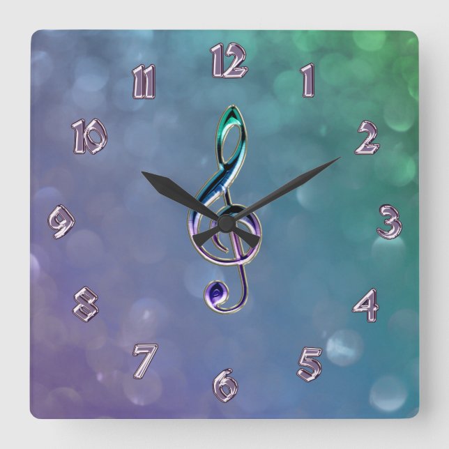 Klocka av glaset och Glitter Design Music Clock (Framsida)