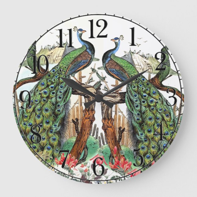 Klocka av hummingbird Wildlife Animal Flower Wall  (Framsida)