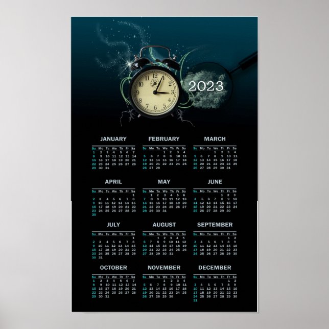 Klocka elegant Kalender 2023 som Poster (Framsidan)
