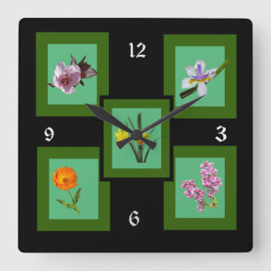 Klocka - Fem blommor