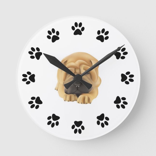 Klocka för att bläddra i skrivarvägg för Shar Pei  (Framsida)