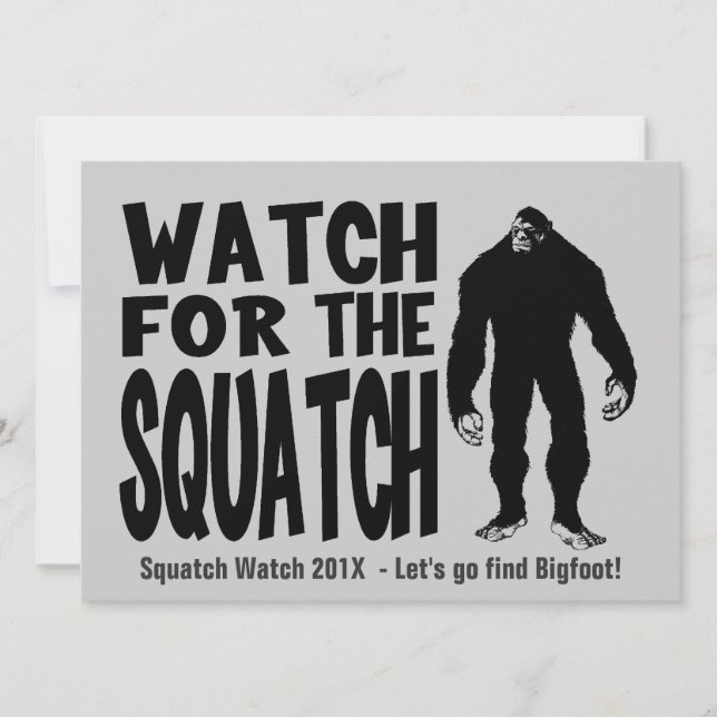 Klocka för den Squatch Bigfoot jaktinbjudan Inbjudningar (Framsida)