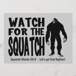 Klocka för den Squatch Bigfoot jaktinbjudan Inbjudningar
