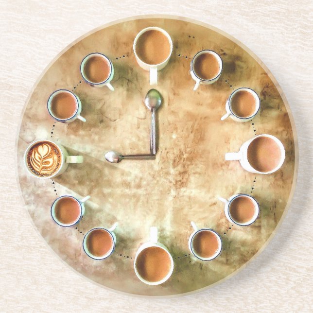 Klocka för kaffekopp kaffetid design underlägg (Framsidan)