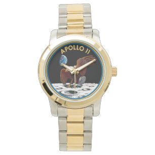 Klocka för logotyp för NASA Apollo 11 goldtone