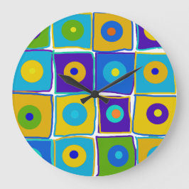 Klocka för polka dots & fyrkanter