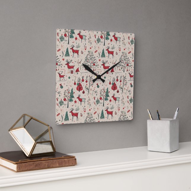 Klocka för renvägg | Folk Art jul (Kontor)