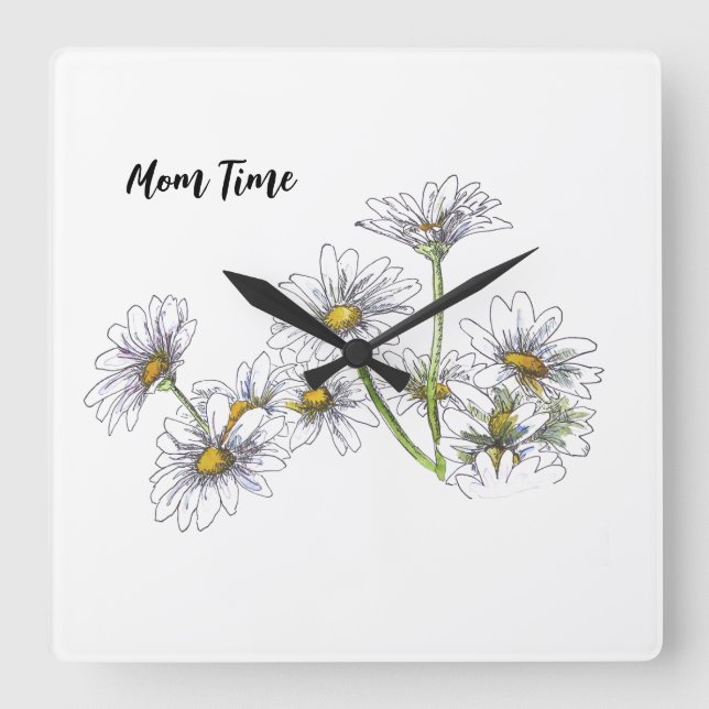 Klocka för vit Daisy (Framsida)