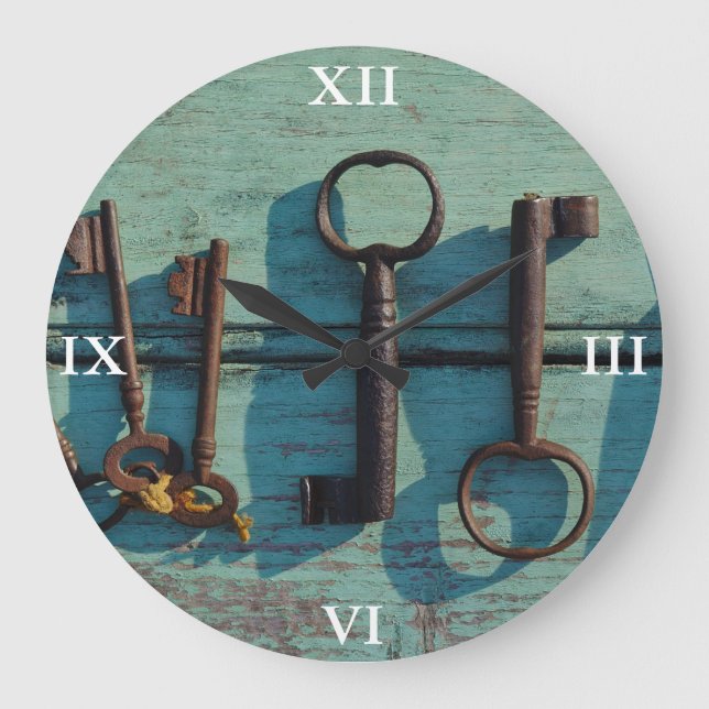 Klocka: Gamla Skeleton Nycklar Stor Klocka (Framsida)