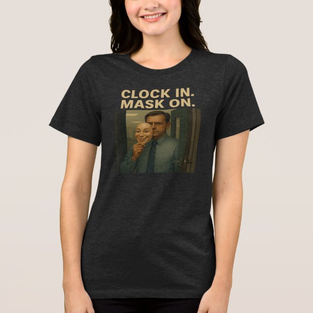 Klocka in. Mask på. T Shirt (Framsida)