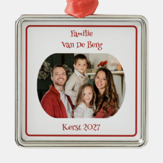 Klocka julfamilj ornament med foto och efternamn