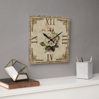 Klocka kvadratisk Vintage Shabby-se "Ro"-typ
