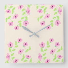 Klocka på snyggten med Rosa Blommigt