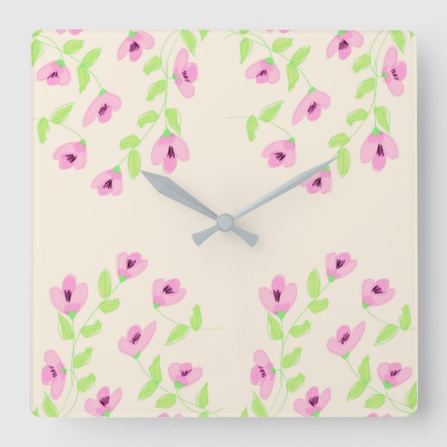 Klocka på snyggten med Rosa Blommigt (Framsida)