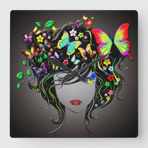 Klockalternativ för Butterfly Girl 1&1A Fyrkantig Klocka