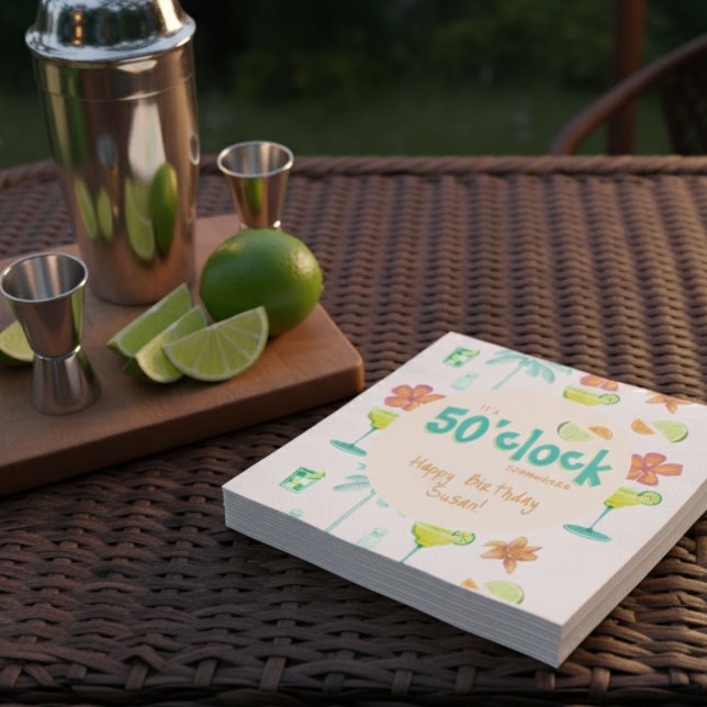 Klockan är 50 nånstans Party teme Pappersservett (Get the party started with our vibrant, Margarita-themed napkins!)
