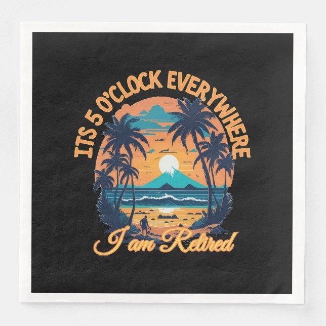 Klockan fem överallt är jag pensionerad pappersservett (Framsida)