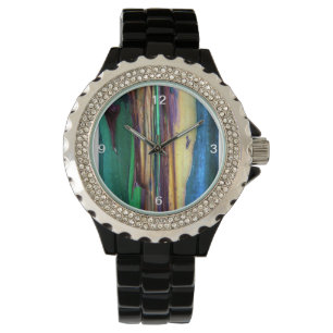 Klockan för Rhinestone för regnbågeEucalyptustr Armbandsur