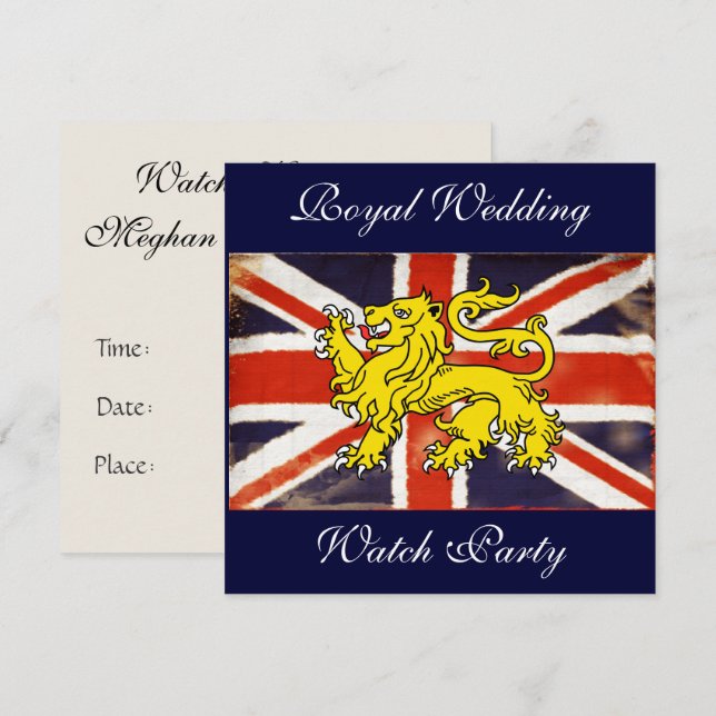 Klockan Harry och Meghan binder det kungliga Inbjudningar (Fram/baksida)