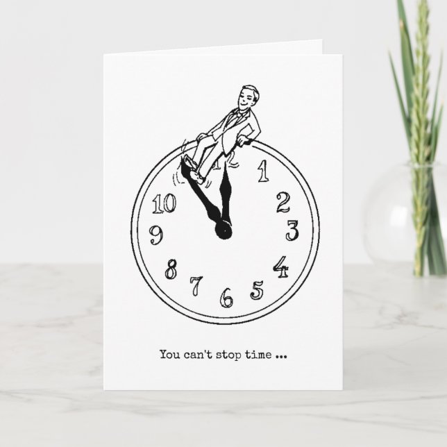 klockan humor får äldre födelsedag kort (Framsida)
