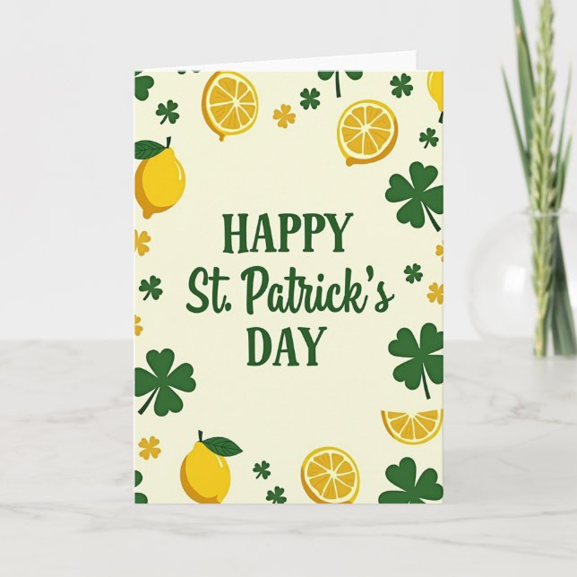 Klockare Citron Mönster St Patricks Kort (Framsida)
