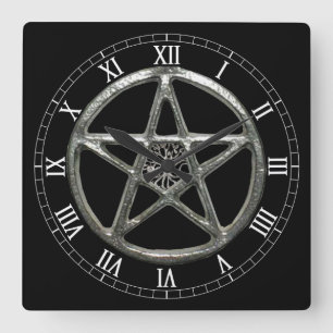 Klocket Pentacle Livets träd Square Roman Numerals Fyrkantig Klocka
