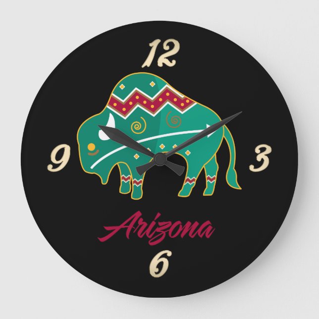 Klocklås för Arizona Buffalo Totem Wall Clock Stor Klocka (Framsida)