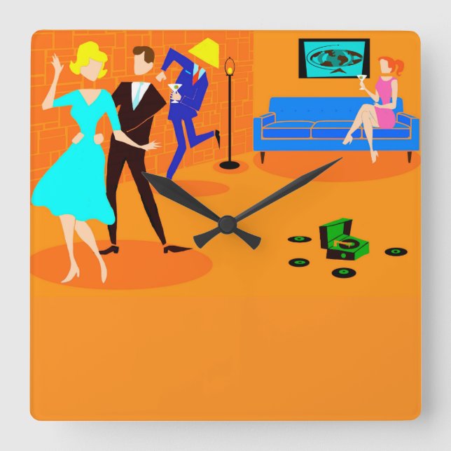 Klocklås för återställande Tecknad av Party Fyrkantig Klocka (Framsida)