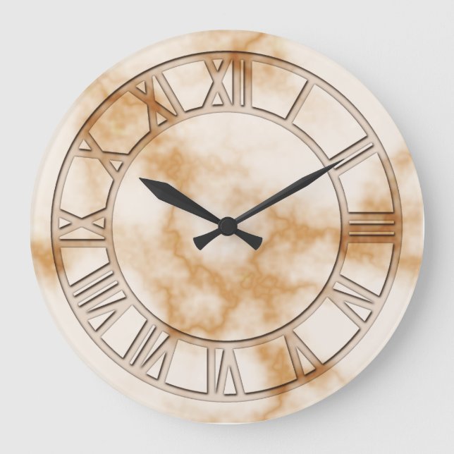 Klocklås för Cream Marble Print Wall Clock Stor Klocka (Framsida)