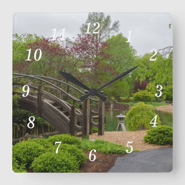 Klocklås för Garden Stroll Wall Clock Fyrkantig Klocka (Framsida)