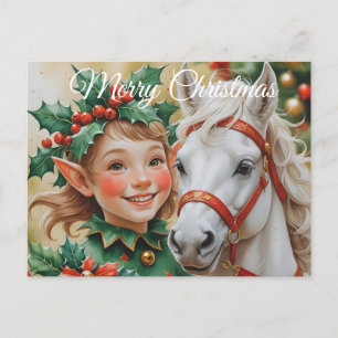 Klockor Holly och Horse Jul Elf Helg Vykort