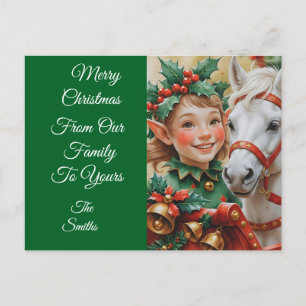 Klockor Holly och Horse Jul Elf Helg Vykort