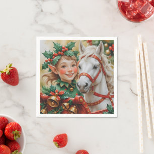 Klockor Holly och Horse Jul Elf Pappersservett