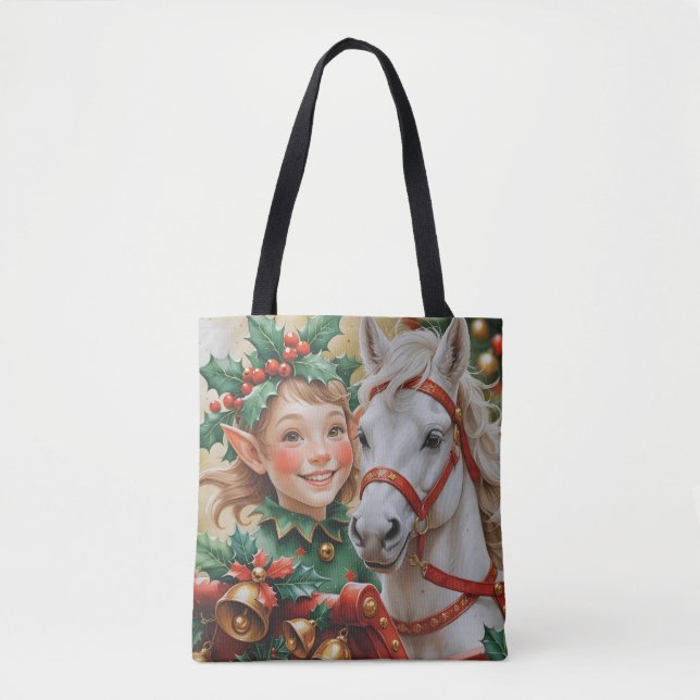 Klockor Holly och Horse Jul Elf Tygkasse (Framsida)