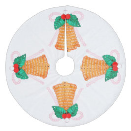 Klockor och Holly Träd Skirt Julgransmatta Fleece