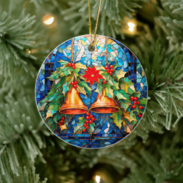 Klockor och Poinsettia, glaset Stil Julgransprydnad Keramik