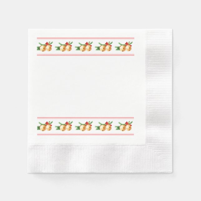 Klockor och Röda menyfliksområdet Gräns vid jul-Gu Pappersservett (Framsidan)