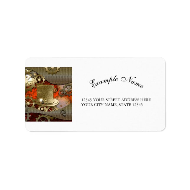 Klockor och växlar av Steampunk Adressetikett (Framsidan)
