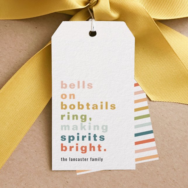 Klockor på Bobtails Anpassningsbar Gift Märkres Presentetikett (Bells on Bobtails Christmas carol holiday gift tag.)