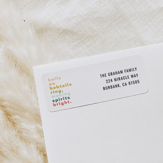 Klockor på Bobtails Returadress Etikett (Bells on Bobtails festive Christmas carol return address labels.)