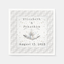 Klockor Pappersservett i Vita Snöre och Bröllop