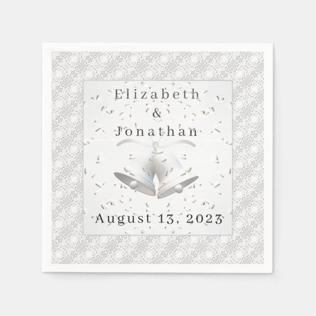 Klockor Pappersservett i Vita Snöre och Bröllop (Framsidan)