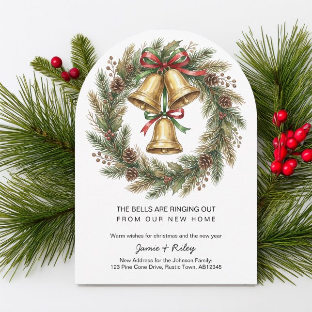 Klockor ringar ut från vårt nya hem jul julkort (Bells are Ringing out from new home christmas card by Darling & May)