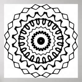Klockren Vågig Ring Mandala med Diamantbords Konst Poster
