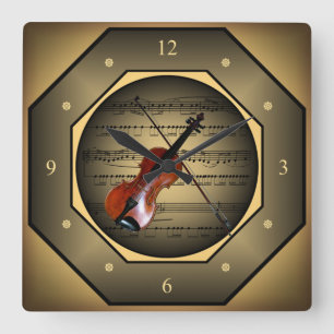 Klocktagon ~ Violin ~ Lakan Music ~ Unique ~ Fyrkantig Klocka