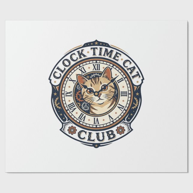 Klocktid Katt Katt Grafisk Tee Konst - Klocktid Ca Presentpapper (Platt)
