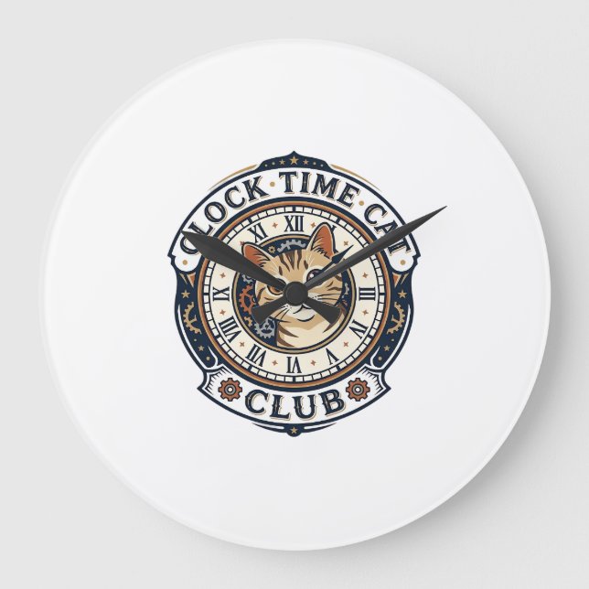 Klocktid Katt Katt Grafisk Tee Konst - Klocktid Ca Stor Klocka (Framsida)