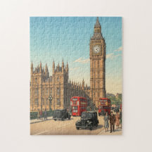 Klocktornet Big Ben Japans Träsnitt