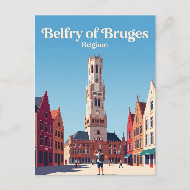 Klocktornet i Brygge Belgien Vykort (Framsida)