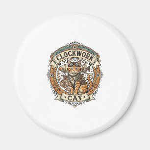 Klockverk Katt Katt Steampunk Vintage Vektor Konst Magnet